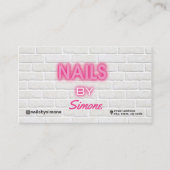 Neon & Brick Background Nail Artist Business Card Visitenkarte (Vorderseite)