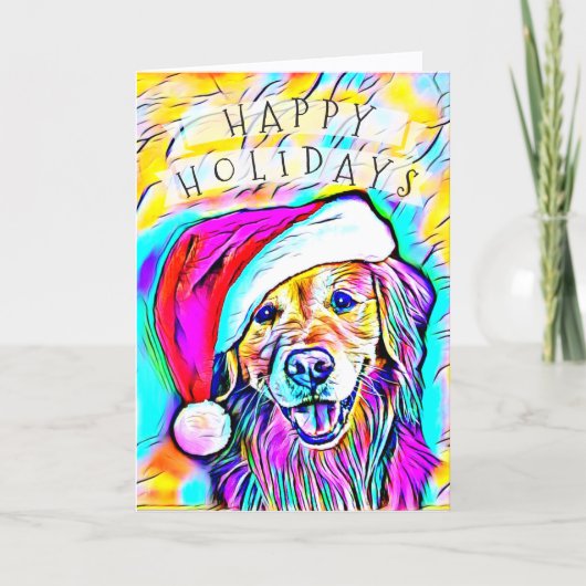 Neon Bright Farben Weihnachten Golden Retriever Ku (Vorderseite)