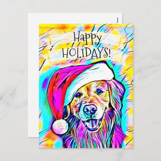 Neon Bright Farben Weihnachten Golden Retriever Ku (Vorne/Hinten)