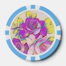 Neon Bright Hot Pink Gelbe abstrakte Rose