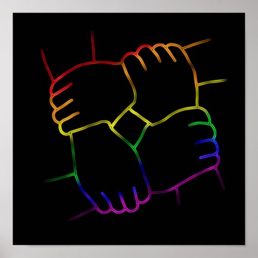 Neon Bright LGBTQ farbenfrohe Stolz Linie Art Poster (Vorne)