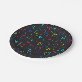 Neon Bright Marks auf schwarz Pappteller