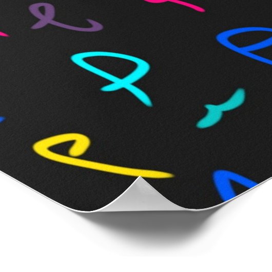 Neon Bright Marks auf schwarz Poster (Ecke)