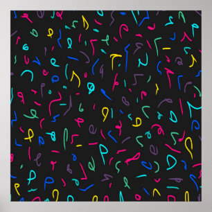 Neon Bright Marks auf schwarz Poster