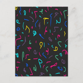 Neon Bright Marks auf schwarz Postkarte