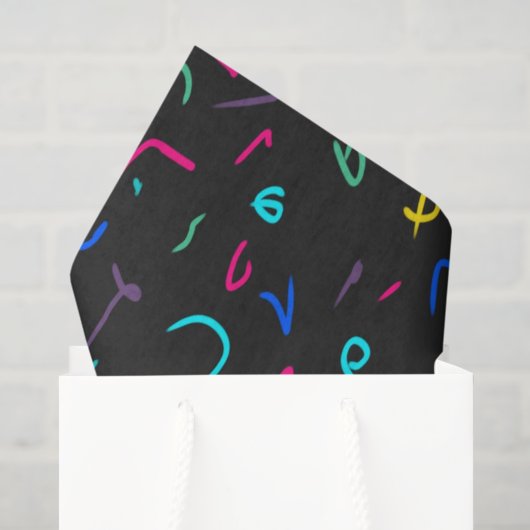 Neon Bright Marks auf schwarz Seidenpapier (Geschenk Tasche)