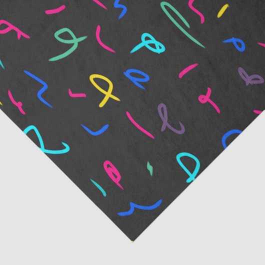 Neon Bright Marks auf schwarz Seidenpapier (Detail)