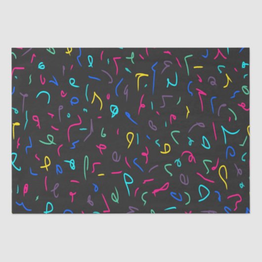 Neon Bright Marks auf schwarz Seidenpapier (Vorderseite)