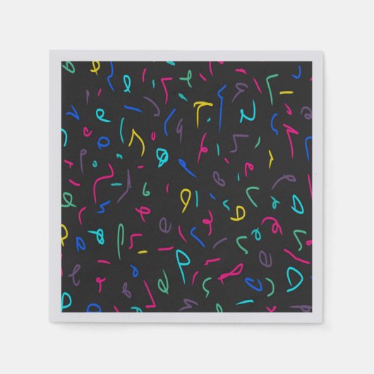 Neon Bright Marks auf schwarz Serviette (Vorderseite)