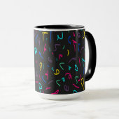 Neon Bright Marks auf schwarz Tasse (VorderseiteRechts)