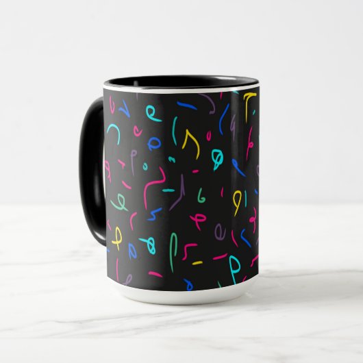 Neon Bright Marks auf schwarz Tasse (Vorderseite Links)