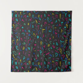 Neon Bright Marks auf schwarz Wandteppich