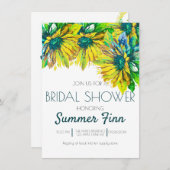 Neon Bright Summer Sunflower Brautparty Einladung (Vorne/Hinten)