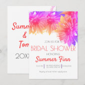 Neon Bright Summer Sunflower Brautparty Einladung (Vorne/Hinten)