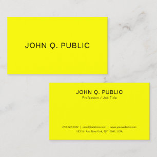Neon Brilliant Bright Yellow Elegant Template Visitenkarte
