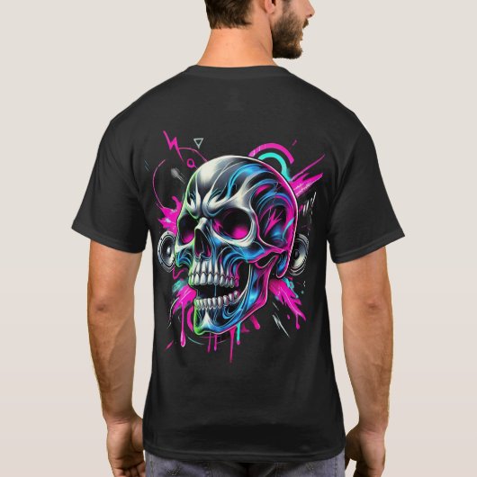Neon Broken Skull T-Shirt (Rückseite)