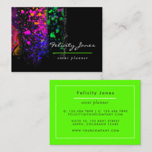 Neon Brush Strokes Business Card Visitenkarte