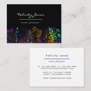 Neon Brush Strokes Business Card Visitenkarte