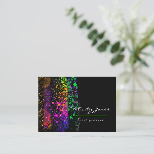 Neon Brush Strokes Visitenkarte (Stehend Vorderseite)