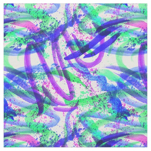 Neon Brushstroke Paint Splatter Mint Green Magenta Stoff (Nahaufnahme)