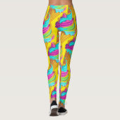 Neon Bubble Gum Ice Creme Cones Muster Leggings (Rückseite)