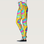 Neon Bubble Gum Ice Creme Cones Muster Leggings (Links)