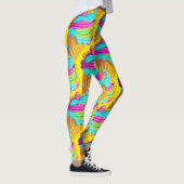 Neon Bubble Gum Ice Creme Cones Muster Leggings (Rechts)