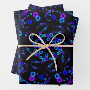 Neon Bubble Orbs Mandala auf Black Geschenkpapier Set