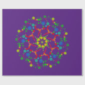 Neon Bubble Orbs Mandala auf Deep Lila Geschenkpapier (Flach)