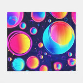 Neon Bubble Universe Fleecedecke (Vorderseite (Horizontal))
