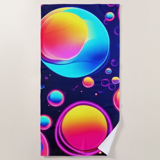 Neon Bubble Universe Strandtuch (Vorderseite)