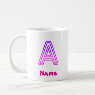 Neon-Buchstabe A Monogramm Leuchtendes Lila Rosa I Kaffeetasse