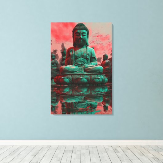 Neon Buddha Leinwanddruck (Insitu (Holzboden))