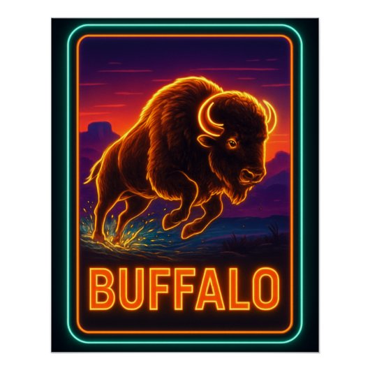 Neon Buffalo Poster (Vorderseite)