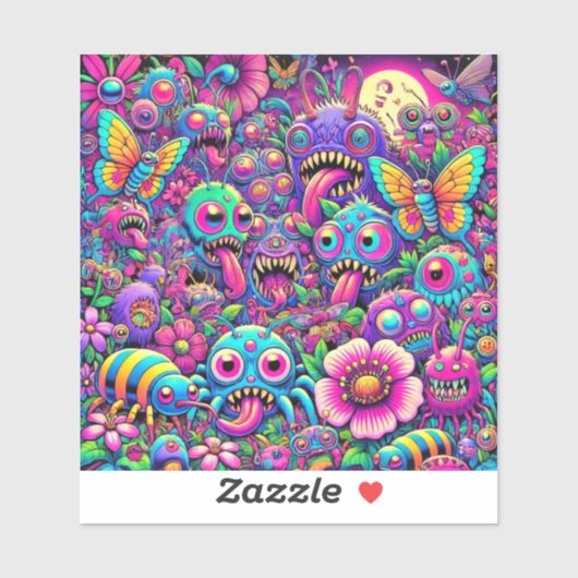 Neon Bug Invasion Aufkleber (Blatt)