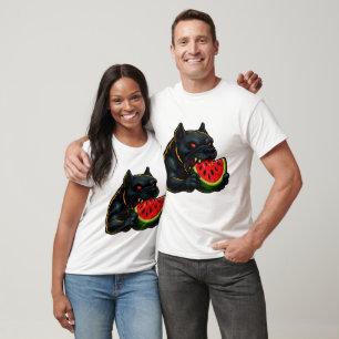 Neon Bulldog & Wassermelonen T-Shirt – Sommer Stim