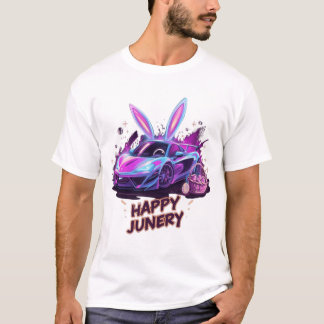 Neon Bunny-Drive | "Happy Junery" T-Shirt-Design T-Shirt