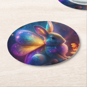 Neon Bunny Runder Pappuntersetzer