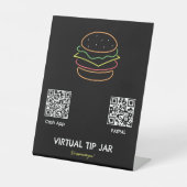 Neon Burger Virtual Tip Jar Tabletop-Zeichen Sockelschild (Vorderseite)
