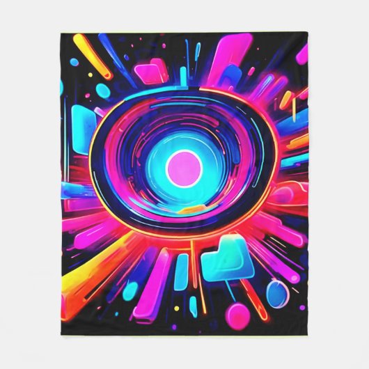Neon Burst: Abstrakte Energie Fleecedecke (Vorderseite)