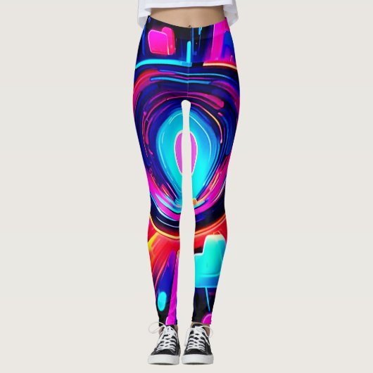 Neon Burst: Abstrakte Energie Leggings (Vorderseite)