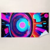 Neon Burst: Abstrakte Energie Strandtuch (Vorderseite)
