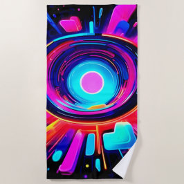 Neon Burst: Abstrakte Energie Strandtuch