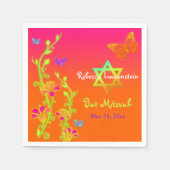 Neon Butterfells & Blume Bat Mitzvah Napkins 2 Serviette (Vorderseite)