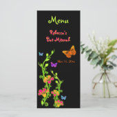 Neon Butterfets and Blume Menu Card Menükarte (Stehend Vorderseite)