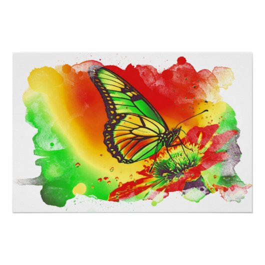 *~* Neon Butterfly Artistic Creative Blume AP52 Poster (Vorderseite)