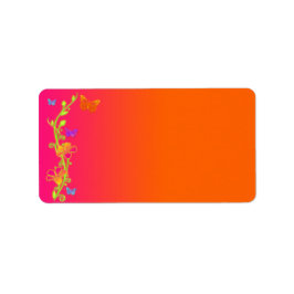 Neon Butterfly & Blume Blank Address Label Adressaufkleber