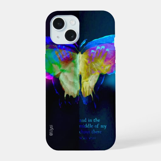 Neon Butterfly Case iPhone 15 Hülle (Rückseite)