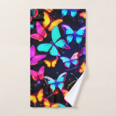 Neon Butterfly Pattern Badhandtuch Set (Handtuch)