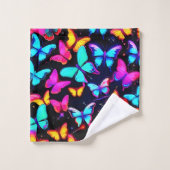 Neon Butterfly Pattern Badhandtuch Set (Waschlappen)